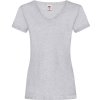 Fruit of the Loom Tričko Lady-Fit Valueweight V-Neck T s výstřihem do V, krátký rukáv, dámské COT-16139861001 S Melír šedá