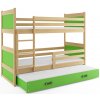 BMS GROUP Patrová postel s přistýlkou RICO 3 80x160 cm, borovice/zelená (Volba matrace: Pěnová matrace)