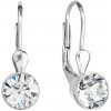 Strieborné náušnice visiace s kryštálmi Swarovski biele okrúhle 31112.1