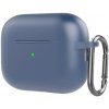 AppleKing silikónový ochranný obal s karabínou pre AirPods Pro 2 (2022) s konektorom Lightning - modrosivý - možnosť vrátiť tovar ZADARMO do 30tich dní