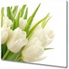 Sklenená doska na krájanie Biele tulipány 60x52 cm