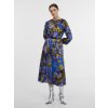 ORSAY Modré dámske vzorované saténové midi šaty 34