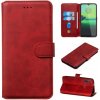 Peňaženkové kožené puzdro Calf Texture na Motorola Moto G8 Play - Červená