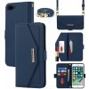 AppleKing flipové puzdro s popruhom v štýle listovej kabelky pre iPhone 7 Plus / 8 Plus - modré - možnosť vrátiť tovar ZADARMO do 30tich dní