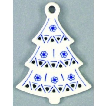 Cibulák vianočná ozdoba obojstranná stromček prelamovaný 8,5 cm cibulový porcelán originálny cibulá