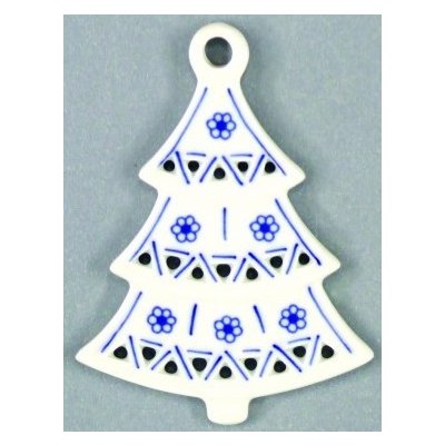 Cibulák vianočná ozdoba obojstranná stromček prelamovaný 8,5 cm cibulový porcelán originálny cibulá