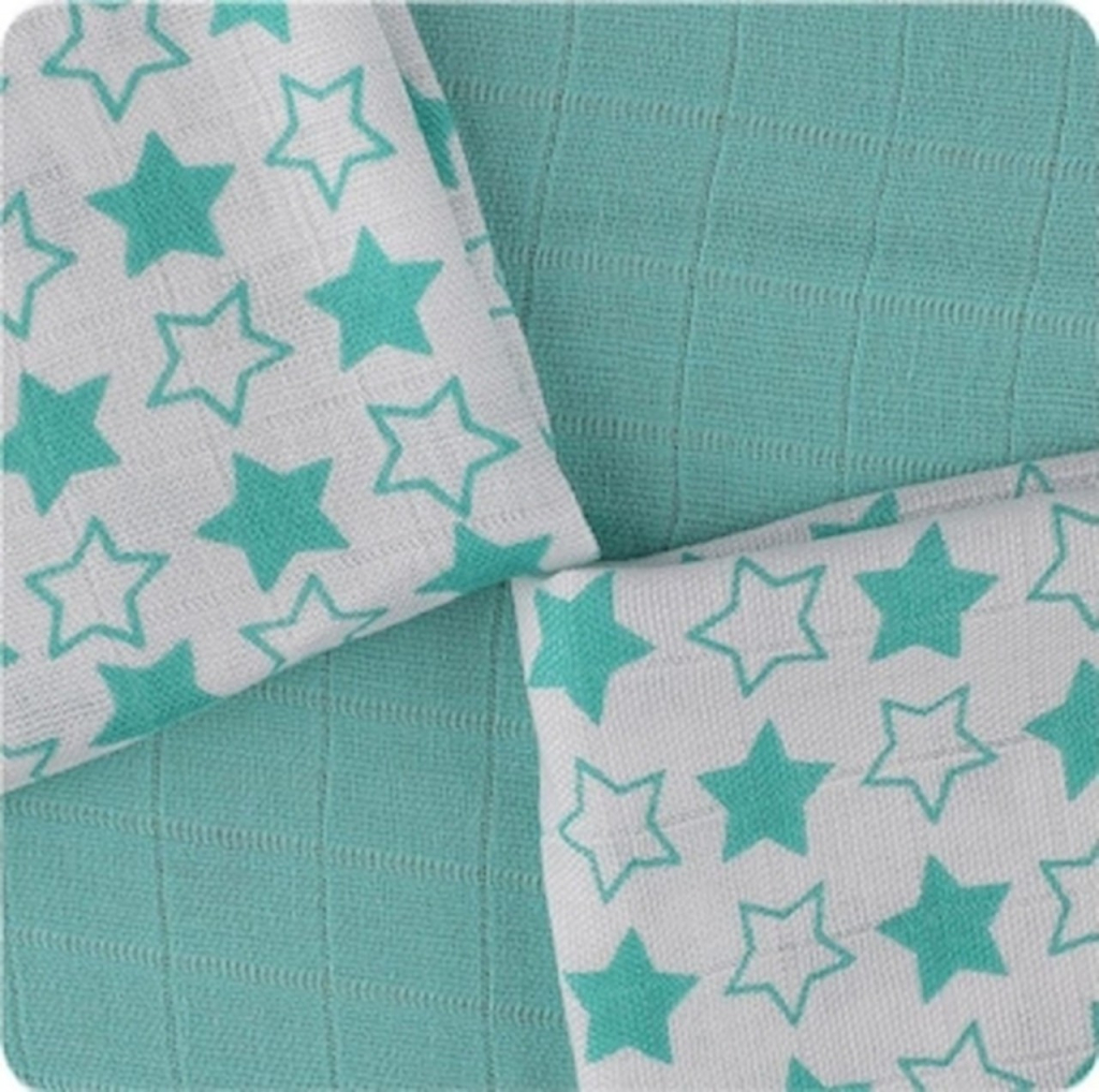 KIKKO XKKO Bambusové BMB Stars 30 x 30 Turquoise Stars MIX 9 ks