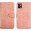 Peňaženkové kožené puzdro BUTTERFLY na Motorola Moto G32 - Ružová