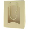 Darčeková taška krémovo-zlatá Mini s okienkom na 1 fľašu 170 x 85 x 220 mm