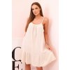Fashionweek Dámske mušelínové šaty s ramienkami a volánom k70 Farba: Béžový, Veľkosť: Universal