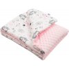 NEW BABY Detská deka z Minky s výplňou Medvedíkovia ružová 80x102 cm 80x102 ružová