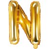 PartyDeco Fóliový balón Mini - Písmeno N 35cm zlatý