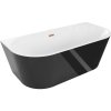 Mexen Oval, voľne stojaca nástenná vaňa 160 x 80 cm, biela-čierna, medený prepad, 52671608075-65