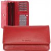 Dámska červená kožená peňaženka s 9 držiakmi na karty