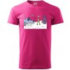 Panoráma lyžovania - Klasické pánske tričko vyššej gramáže - 3XL ( Purpurová )