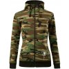Kopretina - dole na výšku - Mikina dámska trendy zipper s kapucňou - M ( Hnedý maskáč )