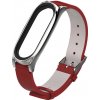 Xiaomi Mi Band 3/4/5/6 Kožený style remienok Farba: Červenostrieborná MBSCZ-5KO04