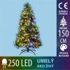 Umelý Vianočný stromček s integrovaným LED osvetlením - 3D+2D ihličie - 250LED - 150CM Multicolour+Teplá biela