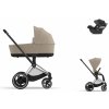 Cybex Platinum CYBEX e-Priam Travel Set + Aton B2 i-Size cozy beige 2024 chrome with black details