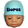 kojenecká čiapka BABY - s menom tyrkysová Veľkosť: 56