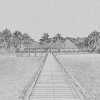 Dimex fototapeta Mólo Čiernobiela mal'ba L-320 | 220 x 220 cm (Vliesová fototapeta | lepidlo zdarma)