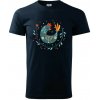 Folklór - sliepky s margarétkami - Klasické pánske tričko vyššej gramáže - M ( Tmavomodrá (takmer čierna) )