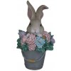 Zajac polyresin vo vedierku s kvietkami 13x12x21,5 cm 45738