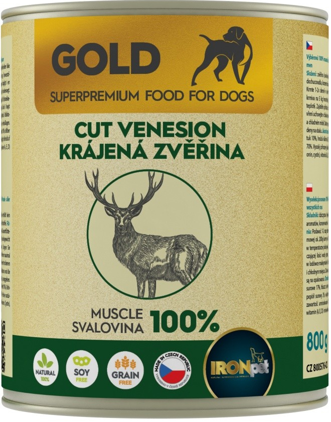 IRONpet Gold Dog Zverina krájaná svalovina 800 g