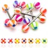 Šperky eshop - Piercing do jazyka gulička so štvorčekmi W41.01 - Farba piercing: Červená