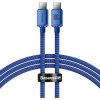 Baseus CAJY000603 Crystal Shine Series Dátový Kábel USB-C - USB-C 100W 1, 2m Blue 6932172602871