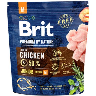 Brit Premium by Nature granuly Junior M kura 1 kg
