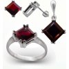 A-B Silver jewelry set with square natural Czech Garnet Pyrope 20000030
