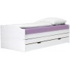 Tempo Kondela Posteľ s výsuvnými prístelkami, biela, masív, 90x200, FLOPY