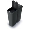 Odpadkový kôš Prosperplast COMPACTA Q DUO, 50 l recyklovaná čierna s čiernym vekom