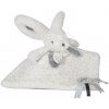 Plyšový zajačik na maznanie Bunny Happy Glossy Doudou et Compagnie biely 25 cm v darčekovom balení od 0 mes