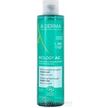 A-derma Biologoy AC Čistiaci penivý gél na pleť so sklonom k akné 200 ml