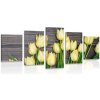 5-dielny obraz očarujúce žlté tulipány na drevenom podklade