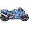 Nažehľovacia záplata - motorka - modrá - rozmer 8,5 cm x 5,5 cm