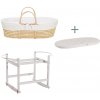 Ahojbaby set Mojžišov košík pre bábätko Corn s hojdacím stojanom White, bielym poťahom + matracom zdarma