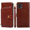 Peňaženkové kožené puzdro Zipper Bag na Motorola Moto G72 - Hnedá