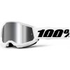 Juniorské motokrosové okuliare 100% Strata 2 Junior Mirror White, strieborné plexi