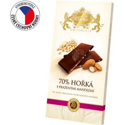 Carla Horká čokoláda 70% s praženými mandľami 80 g