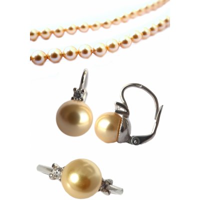 A-B Set of silver jewelry with yellow Swarovski pearls 220000001