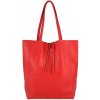 Mondo Italia Kožená shopper kabelka 396 červená Made in Italy Červená
