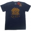 Queen tričko Classic Crest Modrá XL