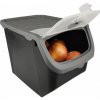 Skladovací čierny box na cibuľu a zemiaky, sivé veko (12l)