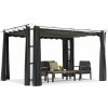 Garden Point terasová pergola 3x4 m so závesmi Barbados bielo-antracitová