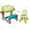 Set lavica na kreslenie a magnetky Little Pupils Desk Smoby s obojstrannou tabuľou a stolička Kid zelená
