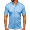 Modrá blankytná pánska košeľa s krátkymi rukávmi Bolf 2005