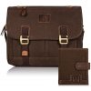 PAOLO PERUZZI Pánsky set taška cez rameno + peňaženka ZUP-19-BR | hnedá ZUP-19-BR